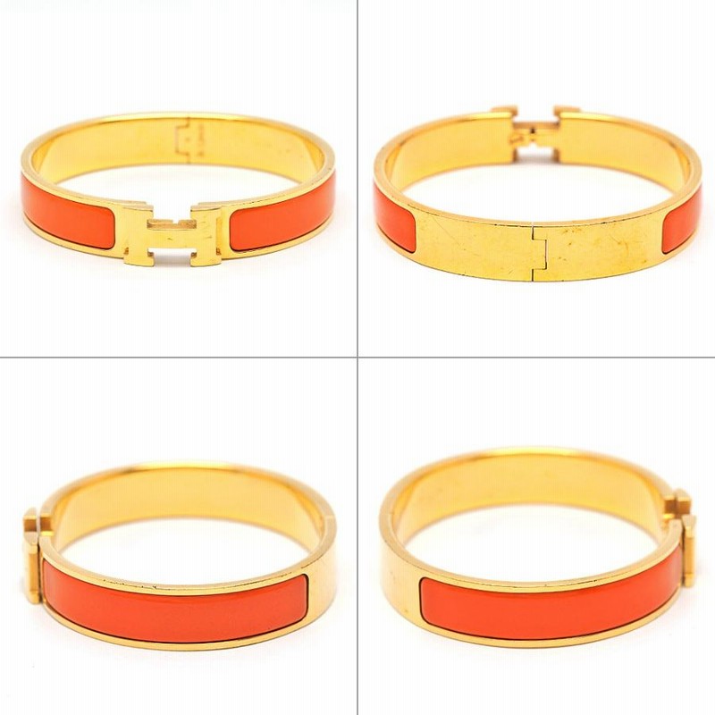 美品　破格　エルメス クリッククラック バングル ゴールド オレンジ クリックH エルメス HERMES Hモチーフ クリッククラックPM
