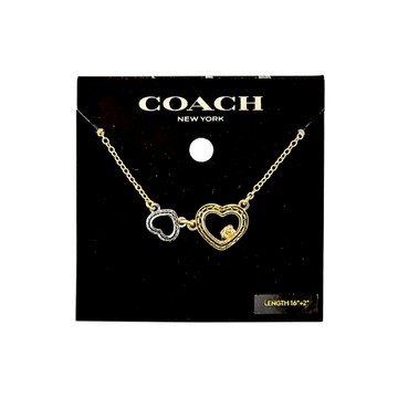 [平輸版] 【COACH】金銀愛心墜飾鎖骨鍊 真品平輸