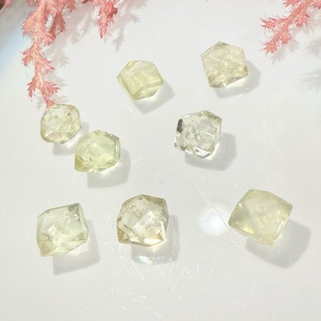 💕 𝓒. 𝓣 晶寶💕檸檬晶 隨形 水晶 圓珠 單珠 隨形 散珠 diy 設計 有孔洞   7-10mm左右