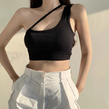 性感吊帶短版小背心 內衣含胸墊 無袖上衣 美背螺紋吊帶內衣 小可愛 無鋼圈內衣 露背運動內衣 內搭衣 背後交叉背心涼爽