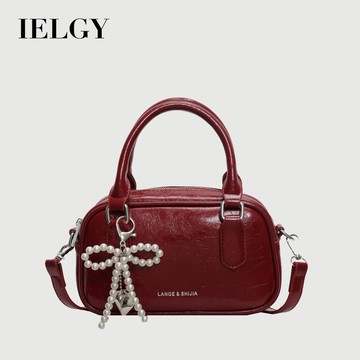 IELGY  級感手提保齡球包 紅色小方包 簡約百搭單肩斜挎