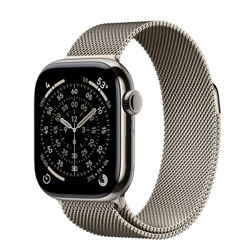 Apple Watch Series 11 (GPS + 行動網路)；42 公釐原色鈦金屬錶殼；原色米蘭式錶環