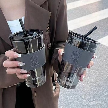 臺灣熱賣🔥【3天內熱銷2400件】小鹿玻璃杯ins高顔值輕奢吸管杯便攜學生女情侶大容量杯子咖啡杯 ONRD