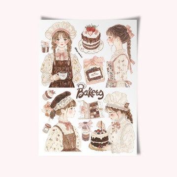 Bakery Girl 人物貼紙組 (4 張)