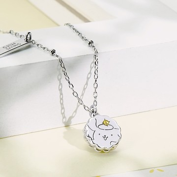 STORY故事銀飾-布丁狗喜拿一起玩系列-Purin&Cinna夾心餅乾晶鑽純銀項鍊