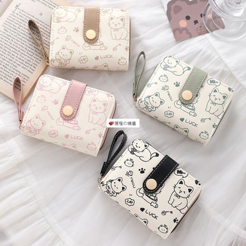 可開發票☆【臺灣精品】💕錢包女短款2026新款可愛卡通日系學生摺疊拉鍊零錢包卡包錢包一體