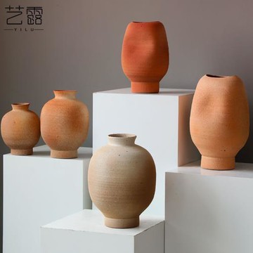 侘寂風北歐ins丹麥陶瓷花瓶小口藝術陶罐客廳水培民宿軟裝飾品