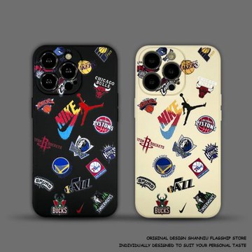 歐美NBA球隊隊標湖人勇士16ProMax手機殼AJ喬丹潮牌勾15Pro適用蘋果14液態硅膠13個性男原創12全包防摔保護套