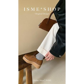 秋季女單鞋英倫風系帶方頭松糕厚底增高休閑百搭新款真皮時尚韓版