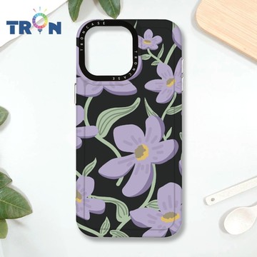 TRON IPHONE 16 PRO MAX 平塗手繪花朵B款 MAGSAFE 磁吸 防摔 太空殼 透黑 手機殼