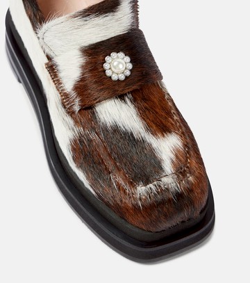 Simone Rocha Heart Toe calf hair platform loafers