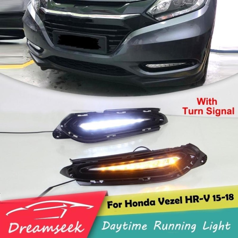 vezel ヴェゼル RU ウインカー連動デイライト led フォグランプ ホンダ サンシェード 外装 エアロ パーツ ホワイト＆オレンジ |  LINEショッピング