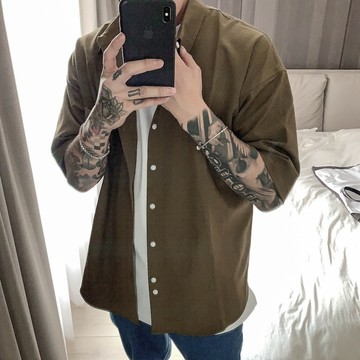 AMERO 男女裝 抗皺短袖襯衫 素面 口袋 情侶裝