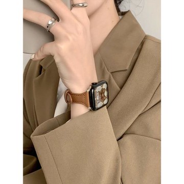 適用iwatch8/S9表帶applewatch7蘋果S10/11夏S6個性6代SE手表5真皮4小眾3細S8女生44mmultra智能iPhonewatch