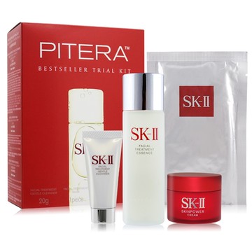 *SK-II 體驗組[青春露75ml+洗面乳20g+活膚霜15g+面膜]-新版-國際航空版