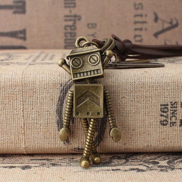 民族風復古項鏈經典做舊機器人吊墜配飾品掛件學生生日禮物批價