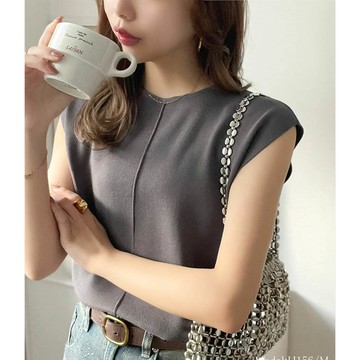 日本 Classical Elf - 夏季清爽感法式袖針織上衣-深灰