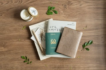 灰櫻 自然摔軟簡約護照夾丨記事本 筆記本丨出國旅行實用小物