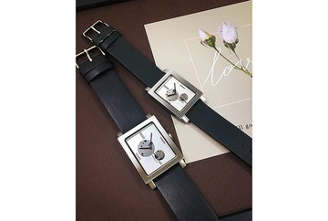 Open Heart對錶系列46201/56201-黑帶/銀盤