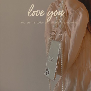 ins博主同款可斜挎珍珠鏈適用蘋果12promax手機殼iPhone11防摔x女