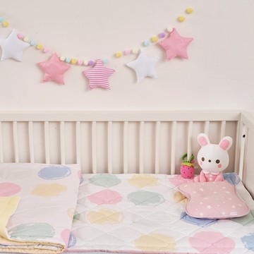 Ag+pro銀離子抗菌睡墊三件組(蠟筆點點-黃銀籤-星星藍/星星粉)