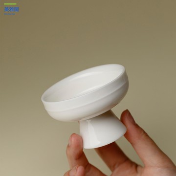 墨己 甜白釉白瓷逸云高足茶杯功夫茶具 家用陶瓷仿宋品茗杯單杯定制myg8021