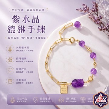 [水晶專賣24h出貨] 天然晶石 紫水晶貔貅手鏈 轉運招財手鍊  水晶手鍊 韓版 簡約 手飾 玉石 水晶 貔貅 紫水晶