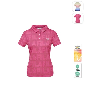 【FILA】女性 GOLF 高爾夫 吸濕排汗 短袖圓領POLO衫-莓紅 5POY-6009-PC