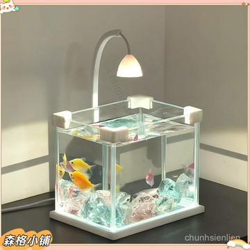 森格✨新品特惠 寵小帥新款網紅2025加厚玫瑰燈玻璃鬥方缸氛圍感造景桌麵工位魚缸