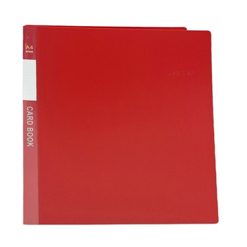 珠友文化 A4 4孔活頁名片本 PP封面設計 附20張內頁 可收納400張名片  紅色