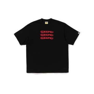 BAPE Pin Logo Relaxed Fit Tee 迴紋針 字母 短袖 版偏大 黑色 RAY-29 [台灣現貨]