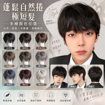 【台灣現貨】男士極短髮整頂假髮 自然蓬鬆短髮 男生假髮 男款 透氣修飾臉型 日常造型 快速變髮 韓系短髮造型 假髮男生款