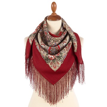 正宗 Павлово Посад 俄羅斯披肩絲巾 柔軟 100% 羊毛 89x89 公分 1946-6