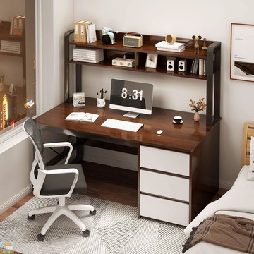 書桌書架一體電腦桌臺式家用學生寫字桌簡約辦公桌椅組合學習桌子