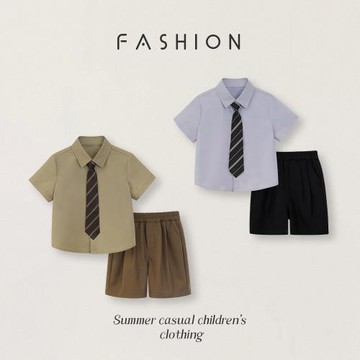 男童短袖襯衫春夏款兒童痞帥時尚短褲套裝班級活動主持花童演出服