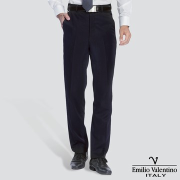 【Emilio Valentino】精品平面西裝褲-丈青