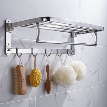 公司貨 超低價 免打孔浴巾架網籃浴室置物架304不銹鋼折疊毛巾架子衛生間收納架 快速發貨