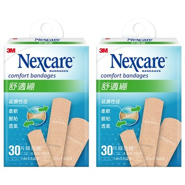 3M Nexcare 舒適繃綜合包  12片(1.5 x 5.7cm) + 12片(1.9 x 7.6cm) + 6片(2.5 x 7.6cm)  30片  2盒
