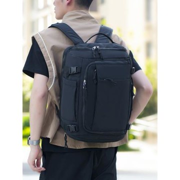 大容量多口袋休閑雙肩背包商務出差電腦包輕便擴展通勤旅行收納包