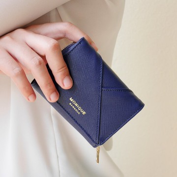 真皮短夾 Ellie Mini 款 / Navy Saffiano Leather