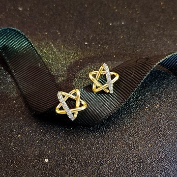 Sweet Air L29 日韓流行耳飾 S925銀針 可愛立體線條五角星 耳針 耳環