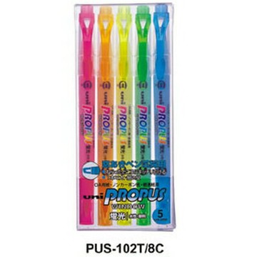 【文具通】UNI 三菱 PUS-102T 視窗雙頭螢光筆 5色 A1040244【APP滿額下單4%點數(單一帳號最高1000點)】7/31止