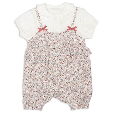 akachan honpo - 短袖假兩件兔裝-小花-粉紅色