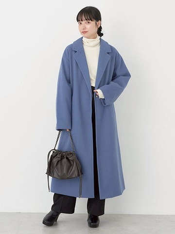 素面落肩翻領切斯特大衣外套(1N34L0Z0200) - earth music&ecology