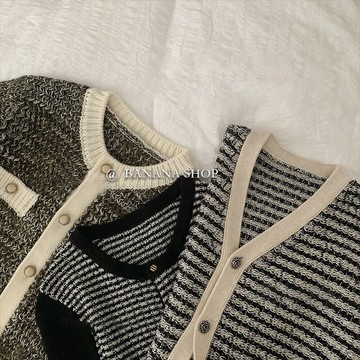 香蕉芭那那 復古毛衣開衫~韓版設計感小眾別致女秋冬慵懶精致卦潮