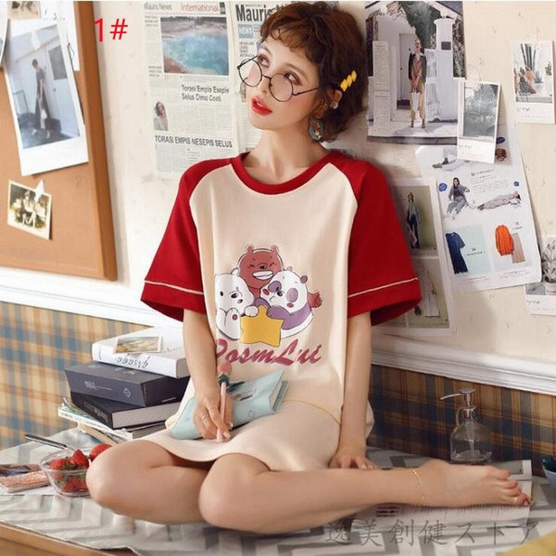 パジャマ ワンピース 半袖 ネグリジェ 夏 ビックｔシャツ ロング丈 キャラクター マタニティ可愛い 安い ルームウェア 大きいサイズ 寝巻き 部屋着 通販 Lineポイント最大get Lineショッピング