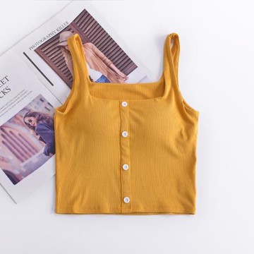 清倉帶胸墊文胸一體露臍短款吊帶背心女學生內搭純色內衣外穿上衣