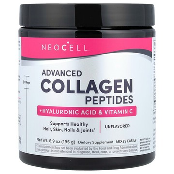 NeoCell, 高級膠原蛋白肽 + 透明質酸和維生素 C，原味，6.9 盎司（195 克）