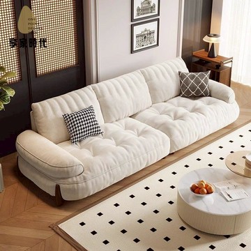 【免運】 全新弧形沙發丨奶油風實木客廳布沙發丨大小戶型法式直排雲朵沙發丨BSF-16【YY260103】