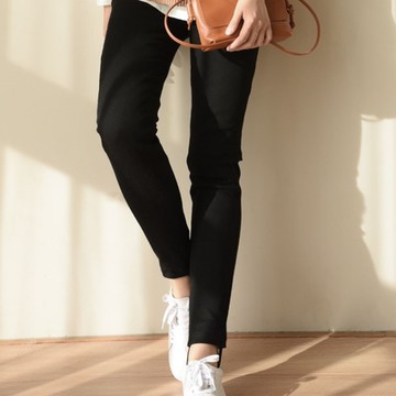 [米蘭精品] 真羽絨90%鵝絨羽絨褲休閒長褲-高彈保暖鉛筆褲小腳褲女褲子2色74ia54